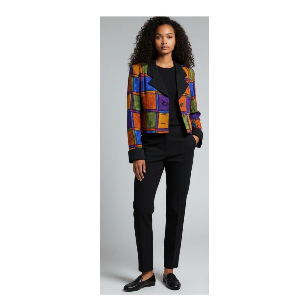 E.Gadd Vintage Multicolored Block Crop Jacket Deadstock size 8